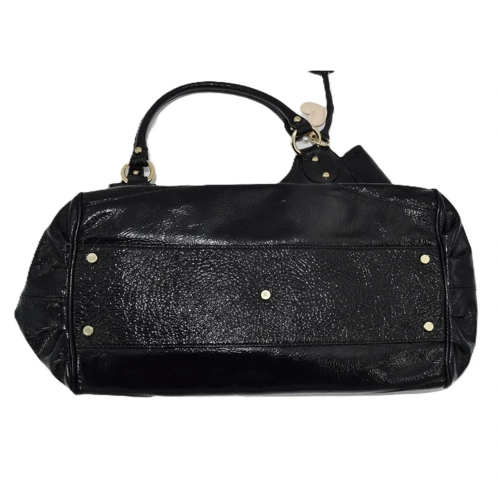 Charles David Hobo Bag Womens Large Black Patent Leather EUC Gold Hardware‎